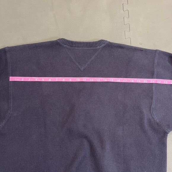 Tommy Hilfiger Vintage Navy Blue Rib Knit Pullover Sweater Mens Large Logo Chrty - Picture 14 of 15